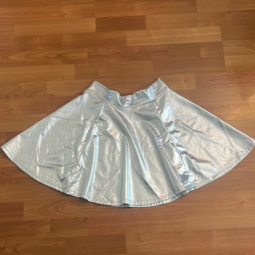 Metallic Silver Skater Skirt